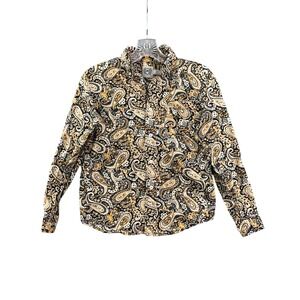 Cinch Button Down Shirt Kids M 10 Black Gold Paisley Western Long Sleeve‎ Rodeo